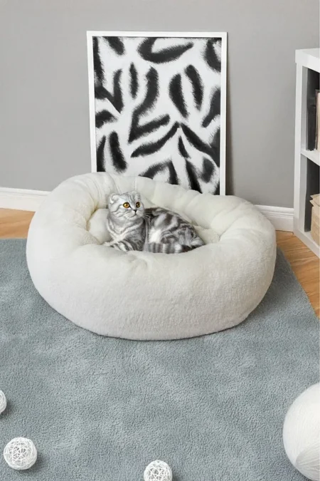 Peluş Lüx Yumuşak Kedi Yatağı - Köpek Yer Yatağı Minder Tüysüz