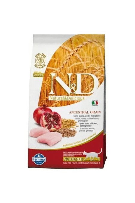 N & D Nd Düşük Tahıllı Tavuklu Ve Narlı Kısırlaştırılmış Yetişkin Kedi Maması 5 Kg